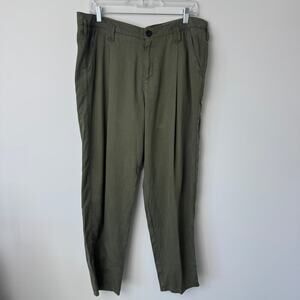 Sundance Army Green Tencel Straight Leg Pants Size 16